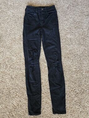 American Eagle Jeans Womens Highest Rise Jegging Size 000 Stretch Black